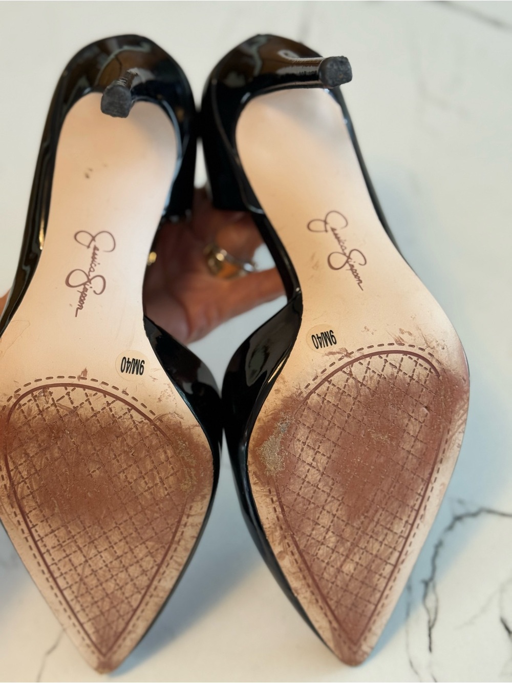 Jessica Simpson Black Patent Stiletto Pumps - Women Shoes size 9. Heel 4” - Picture 4 of 4